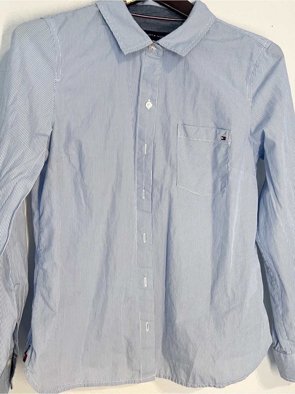 Tommy Hilfiger Light Blue Pinstripe Dress Shirt